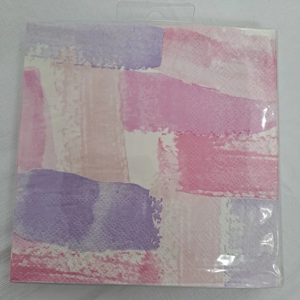 Cocktail Napkins Paint Color Block Pink Purple party supplies 16 Count